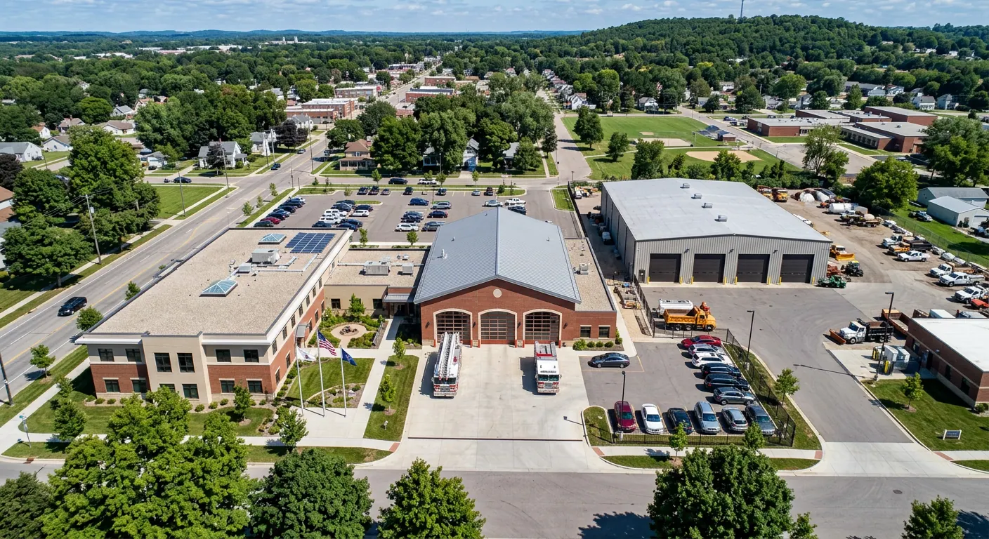 Municipal buildings from above